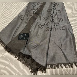 GUCCI GG JACQUARD SILK & WOOL SCARF